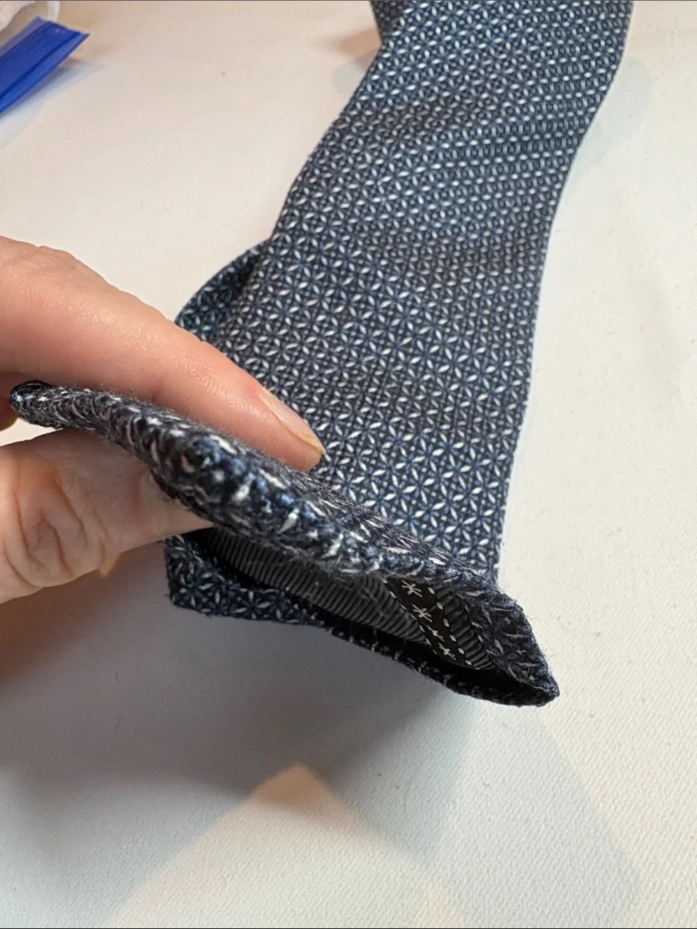 Ermenegildo Zegna Blue Black Patterned Silk Tie